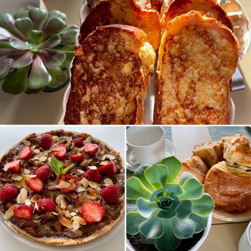a collage of pictures of different types of bread at Fleur & Mer in Montfarville