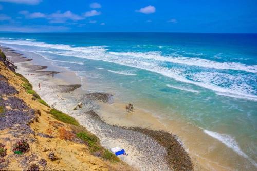 an aerial view of a beach with the ocean at GrandView in Encinitas
