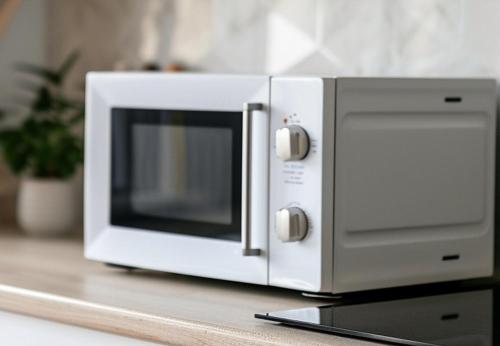 a microwave oven sitting on top of a counter at HAPPY & SUNNY Tenerife South in San Isidro