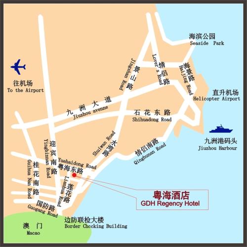 a map of the chinese city at Guangdong Hotel (Zhuhai) in Zhuhai