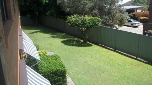un cortile con un recinto e un albero di 3/17 Park Street a Port Macquarie