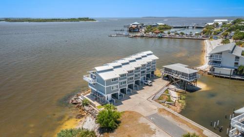 an aerial view of a house on the water at Sunset Harbor 7 in Cedar Key
