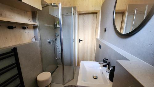 Apartmán Štyri Smreky Demänovská Dolinaにあるバスルーム