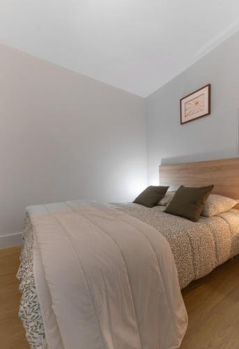 - une chambre blanche avec un grand lit et 2 oreillers dans l'établissement Résidence Desroziers - Appartements design en centre ville, à Vichy