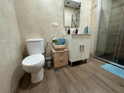 a bathroom with a toilet and a shower at ALICANTE CENTER CITY By SUNSET in Alicante