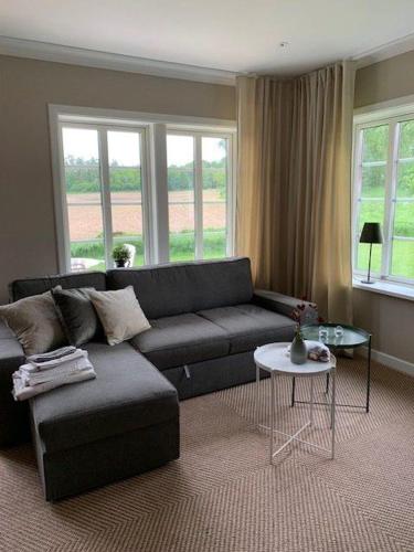 a living room with a couch and a table at Nice Home In Ljung With 1 Bedrooms, Sauna And Wifi in Ljung