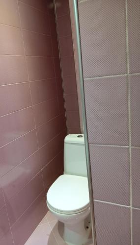 a bathroom with a white toilet in a stall at Apartment Andri in Yambol
