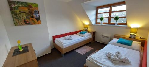 Posteľ alebo postele v izbe v ubytovaní Wellness apartmány Říčky v Orlických horách