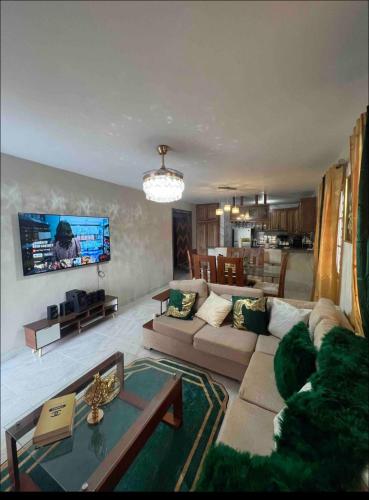 a living room with a couch and a tv at Apartamento lujoso in Mendoza