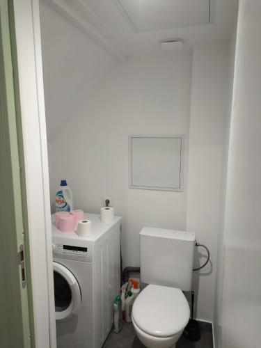 La salle de bains est pourvue de toilettes et d'un lave-linge. dans l'établissement Studio 2 proche de la gare SNCF, à Angoulême