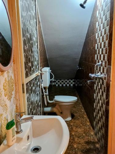 ヴァガトールにあるGS Home on the Bay- Super Sea & Garden view Glass studio apartmentのトイレと洗面台付きのバスルーム