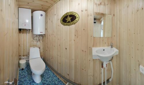 ヴィボルグにあるКоттедж Scandi Nordic с сауной и зоной барбекю Большой зал Выборгのバスルーム(トイレ、洗面台付)