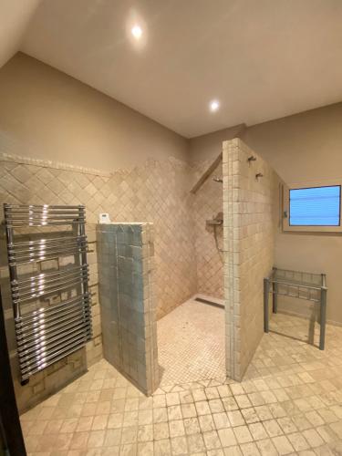La grande salle de bains est pourvue d'une douche et de toilettes. dans l'établissement L'Écrin de Colmar - Hypercentre - Garage privé, à Colmar