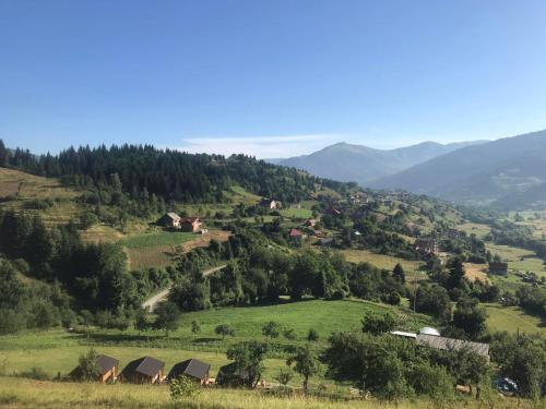 a view of a green hill with houses and trees at Bujtina Selimaj in Plav