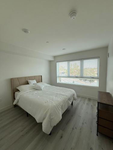 洛杉矶Modern House Santamonica的一间带大床和窗户的白色卧室