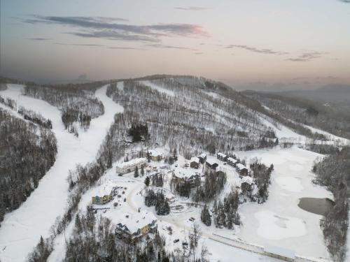 an aerial view of a ski resort in the snow at Ski In Out view on Mont-Blanc hills - Le Loup in Mont-Blanc