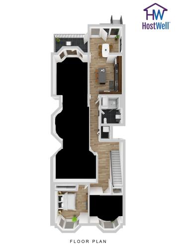 Půdorys ubytování 4br2ba Remodeled Home In The Heart Of The Castro!