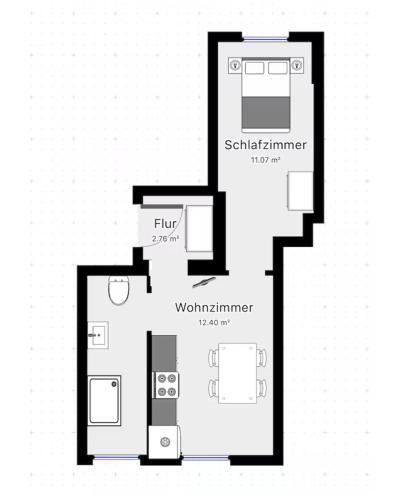 a black and white floor plan of a house at Meissen erleben - Zentrale Unterkunft zum wohlfühlen No4 in Meißen