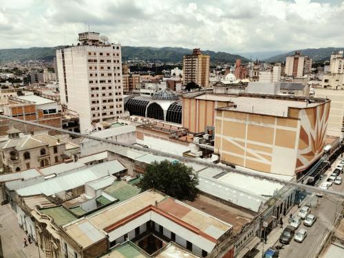 an aerial view of a city with buildings at Departamento Torre Cabildo in San Salvador de Jujuy