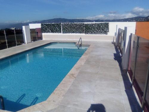 a swimming pool on top of a building at The Blooming Blaze in Kingston