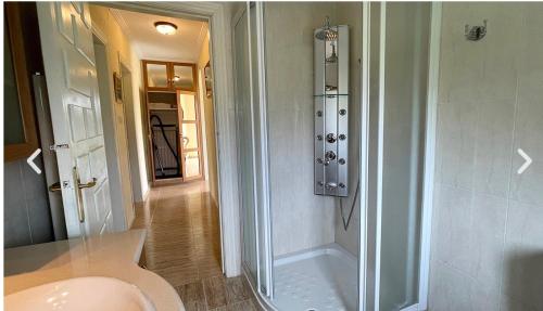 ein Badezimmer mit Dusche und Toilette in der Unterkunft La Lama in San Emiliano