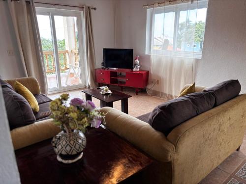 Televiisor ja/või meelelahutuskeskus majutusasutuses Sunset Views Apartment, West End