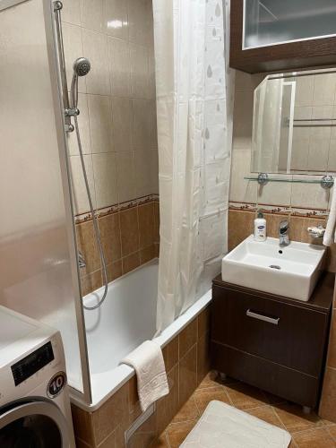 a bathroom with a shower and a sink at Apartman KIKA in Banja Luka