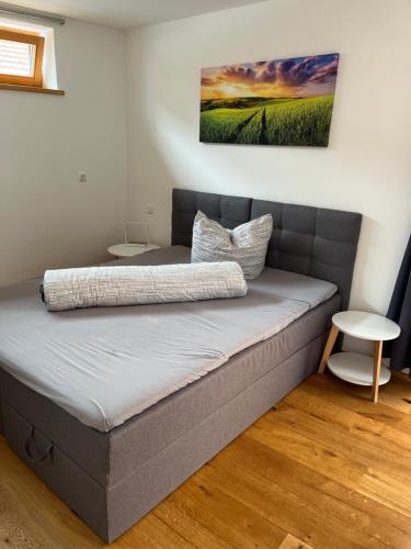 Postel nebo postele na pokoji v ubytování Ferienwohnung Tittmoning zwischen Salzburg, Burghausen und Österreich