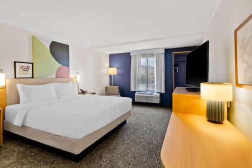 a hotel room with a bed and a tv at Spark by Hilton Daleville Roanoke North in Daleville