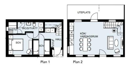a floor plan of a small house with diagrams at Bastuvallen - Ramundberget in Bruksvallarna