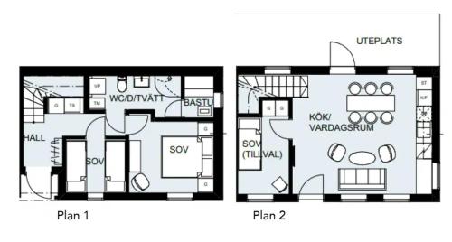 a floor plan of a small house with diagrams at Bastuvallen - Ramundberget in Bruksvallarna