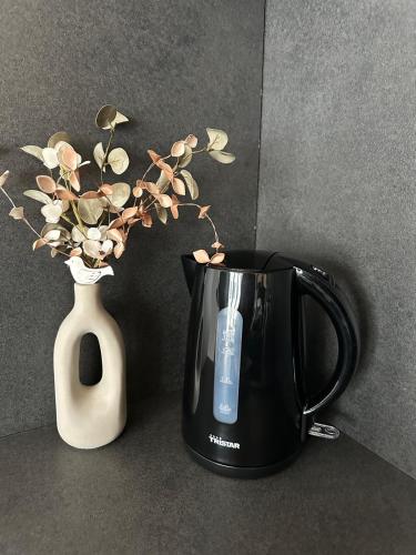Příslušenství pro přípravu čaje a kávy v ubytování AlpLoft Apartment Top2