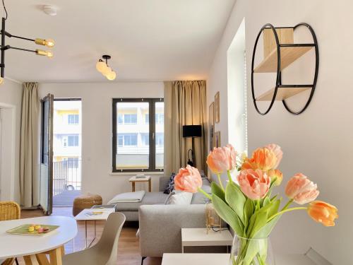 Χώρος καθιστικού στο Ferienwohnung Meer & Mehr Parkvillen Carlota und Candela Baabe