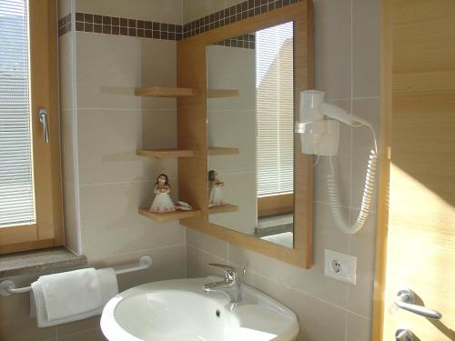 a bathroom with a sink and a mirror at Agriturismo Girasole in Fai della Paganella