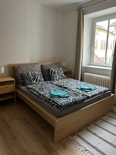 Ένα ή περισσότερα κρεβάτια σε δωμάτιο στο City Center Apartments - Moderna Brno Římské náměstí III