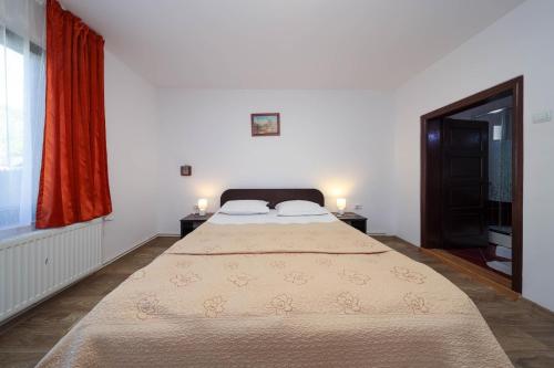 a bedroom with a large bed and a window at Casa Dintre Vai in Şimon
