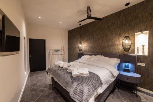 Ένα ή περισσότερα κρεβάτια σε δωμάτιο στο Trikala mall suites