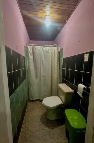a small bathroom with a toilet and a sink at Green Hostel in Moyogalpa