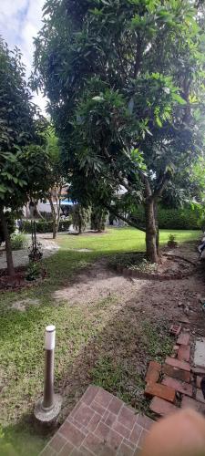 a pole in a park with trees and grass at Quinta Isabel in Ibagué
