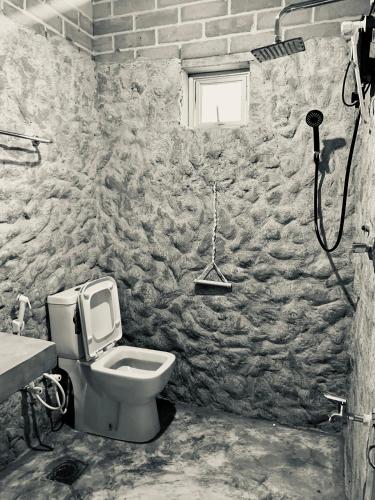 a bathroom with a toilet and a shower at Ashok villa in Weligama