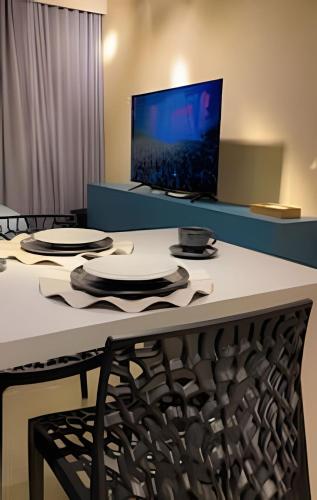 TV a/nebo společenská místnost v ubytování Way F5- Maravilhoso Flat para 3 pessoas, Tambaú