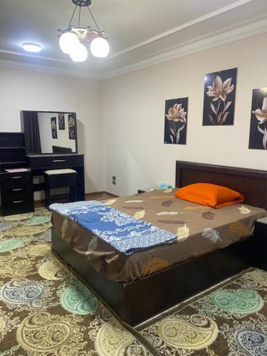 a bedroom with a bed in a room at Asyut Cozy Nile view apartment in Asyut
