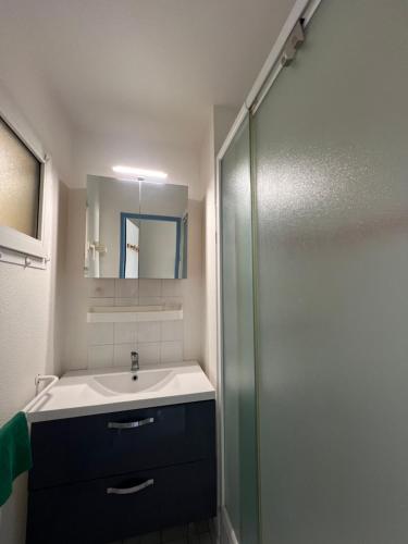 Kúpeľňa v ubytovaní SOPRALAND Joli T2 avec cabine piscine proche plage Richelieu Cap d Agde