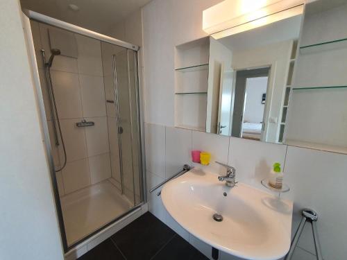 Bilik mandi di Apartment Tgesa Grischa by Interhome