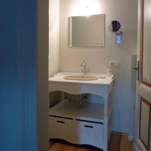a bathroom with a sink and a mirror at Villa zur Erholung Bed & Breakfast in Bad Breisig