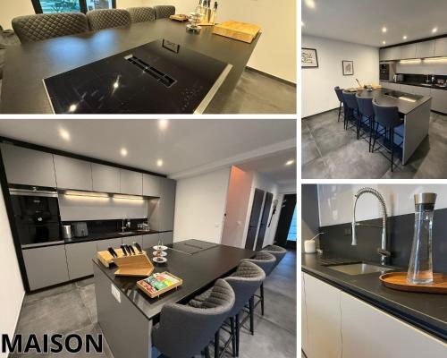 Il comprend une cuisine et un salon avec un évier et un comptoir. dans l'établissement Maison et Appartement séparé de 300m, à Widensolen