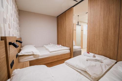 克拉尼斯卡戈拉Apartment Gorski Raj的一间小房间,内设两张床