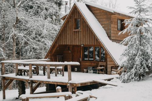 Roztomilá a utulná chata Azzy na samotě v lese.