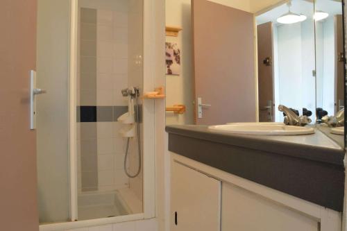 une salle de bain avec un lavabo et un miroir dans l'établissement Appartement 2 pièces 4 personnes SAINT CYPRIEN PLAGE SC050-156B, à Saint Cyprien Plage