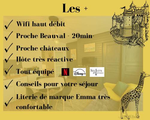 a picture of a giraffe in a room at T2 Ctre ville Fibre Literie Emma in Montrichard